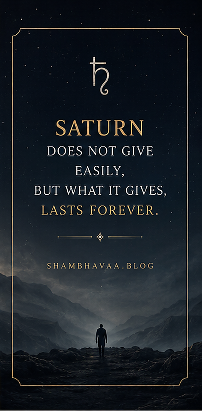 Saturn does not give easily, but what it gives lasts forever